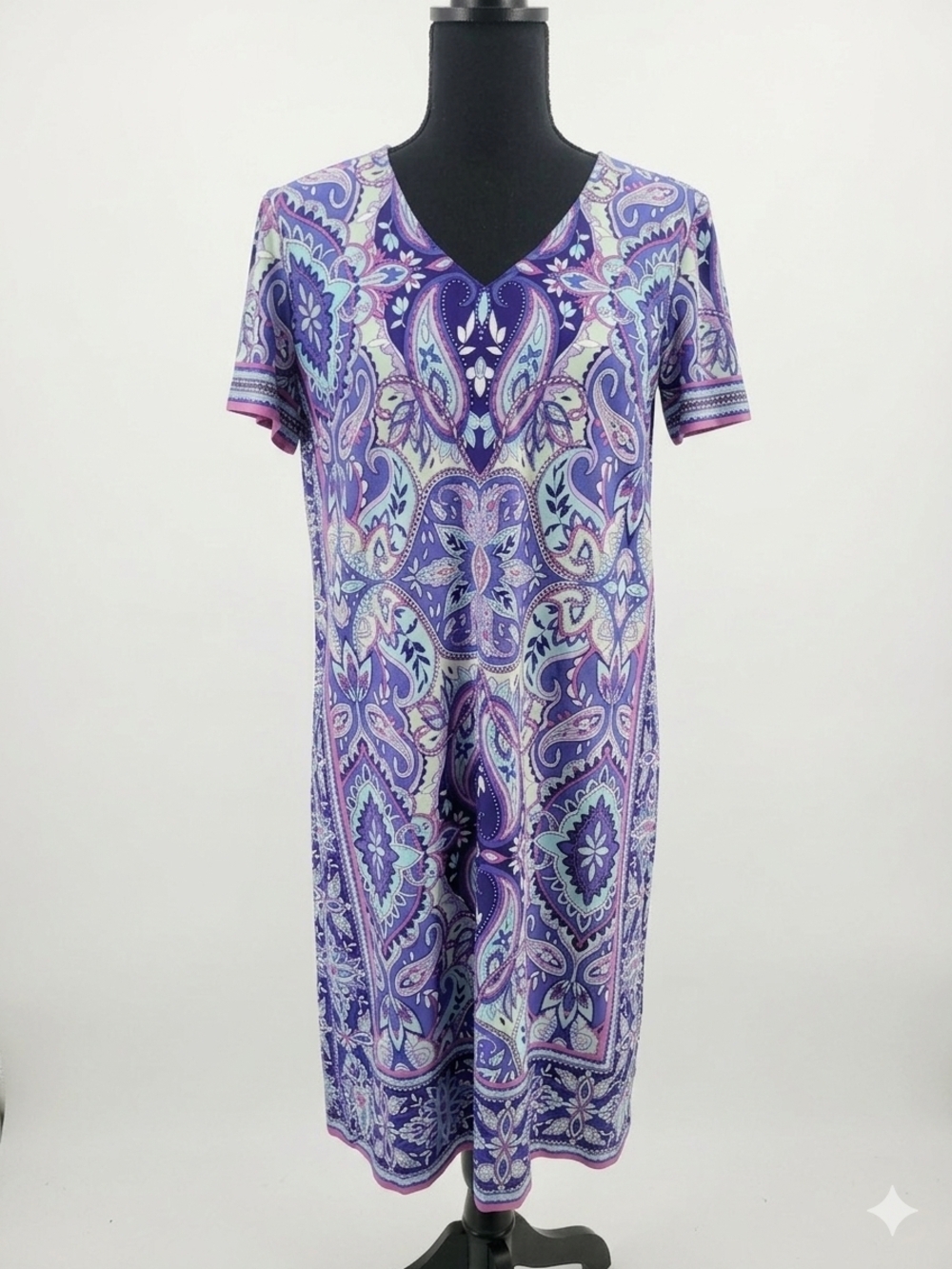 London Style Purple and Teal Paisley Dress
